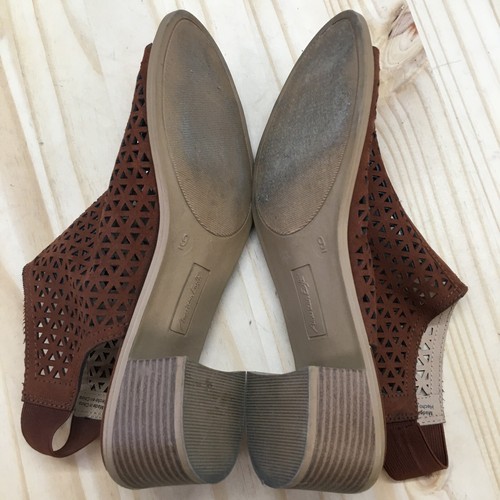 American Eagle Heels Womens 9 Slingback Peep Toe Perforated Brown Faux Leather - Picture 9 of 18
