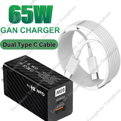 65W GaN USB C Fast Charger PD Type C Power Adapter For iPhone 15 16 Plus Pro Max