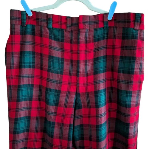 Vtg 1978 XL/XXL 36x31 Red Green Tartan Wool Pants Flat Front Straight Leg Punk - 第 6/18 張圖片