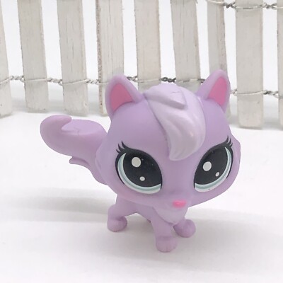 Littlest Pet Shop LPS 3-76 Cat Kitty Pickles Hungry  Hamburger Lavander Purple