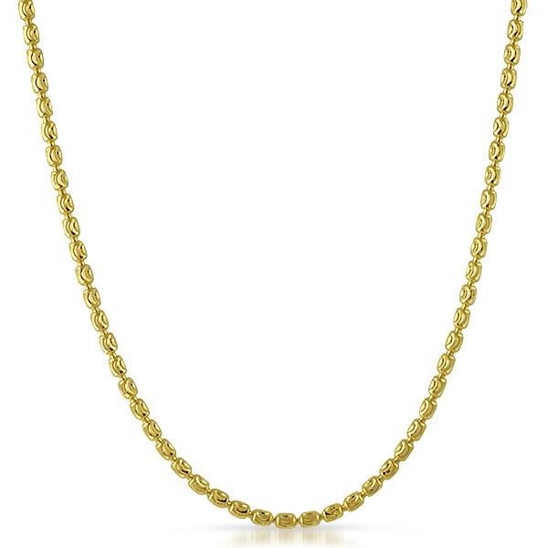 3mm Gold 925 Silver Moon Cut Barrel Chain Necklace