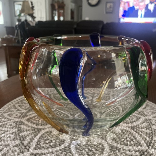 Vintage 60’s Czech Frantisek Zemek Mstisov Glassworks Rhapsody Collection Bowl - Picture 8 of 9