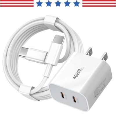Dual PD 40W Fast Wall Charger Power Adapter For Apple iPhone 16 15 Pro Max Plus