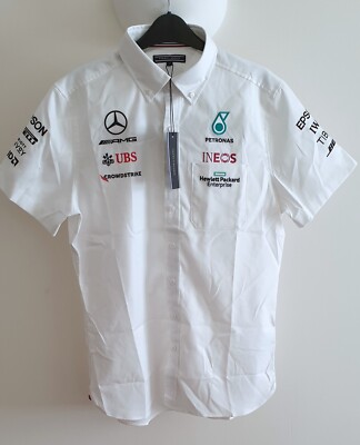 MERCEDES AMG F1 TOMMY HILFIGER HERREN MECHANIKER KURZARM HEMD TEAM ISSUE NEU MIT ETIKETT