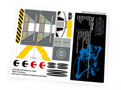 Custom stickers for Star Wars Set 75053 The Ghost with Bonus!