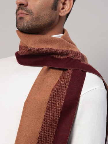 Mens Winter Warm Hand Made 100% CASHMERE Scarf Scarves Stripe Woven Wool Scarves - Picture 4 of 8