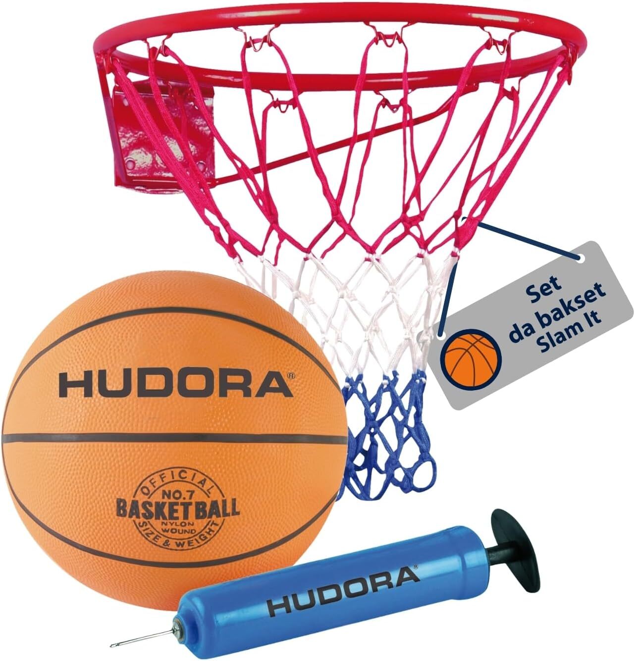 HUDORA Basketball-Set Slam It - Basketballset mit Korb, Basketball Größe 7 &...