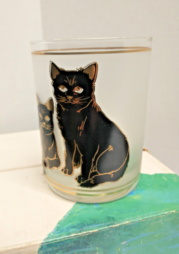 4 Vtg CULVER Cat Kitten Glasses Lowball Double On The Rocks Glasses & Box - Picture 4 of 11
