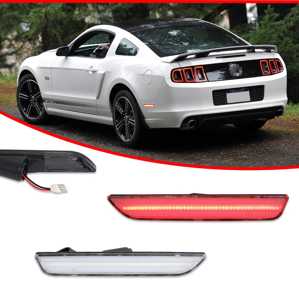 Lámparas de luz LED de parachoques trasero con lente transparente para Ford Mustang GT 2010-2014 Foto 2 de 4