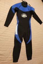 Aquawave Full Body Wetsuit Size S Flatlock 2mm Black Blue Fullsuit Diving Scuba
