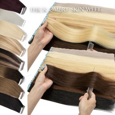 THICK Tape In Hair Extensions 100 Real Remy Human Hair Full Head Skin Weft 150g
