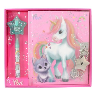 Depesche 12709 Ylvi Pink Unicorn Diary with Star Closure, Beautifully Illustrate