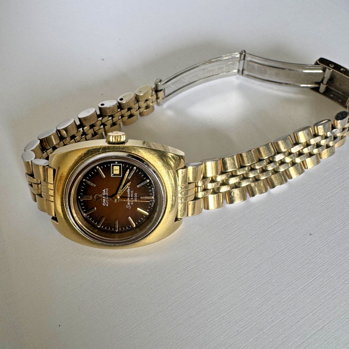 Omega Seamaster Cosmic 2000 28mm Red Brown 10k Gold Automatic