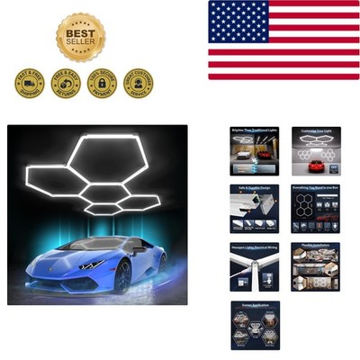 Hexagon Garage Lights: 168W 5 Grids LED Garage Lights - Easy Install 6500K Su...