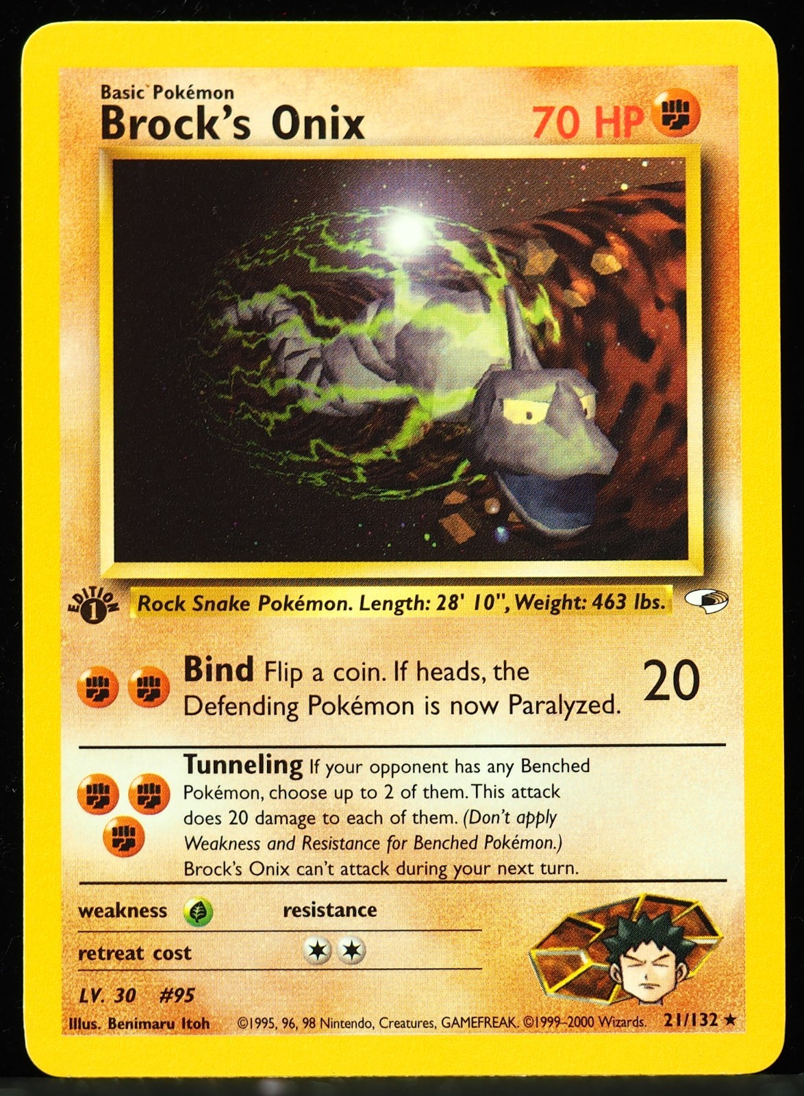 Brock's Onix #21/132 1st Ed. Gym Heroes NM Pokemon Card