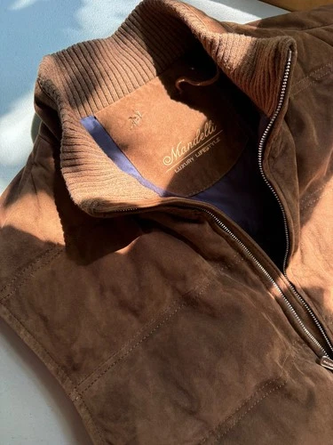 Mandelli Goat Leather Goose Down Cashmere Vest Size 44 (54 EU) video thumbnail