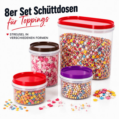 8 Vorratsdosen Toppings Vorratsbehälter Lebensmittelbehälter Frischhaltedosen