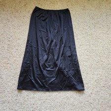 Vtg VASSARETTE Black Size L 32" Half Slip Style 11-122 Slit LNC