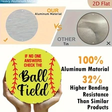 Hemitong Funny Baseball Field Metal Wall Sign - Humorous Ball Field Pun Design,V