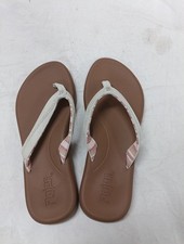 Flojos Women's Memory Foam Flip Flop Sandals BROWN/WHITE SIZE 7