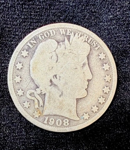 1908-O US Barber Quarter Silver – Liberty Head – New Orleans Mint - Worn