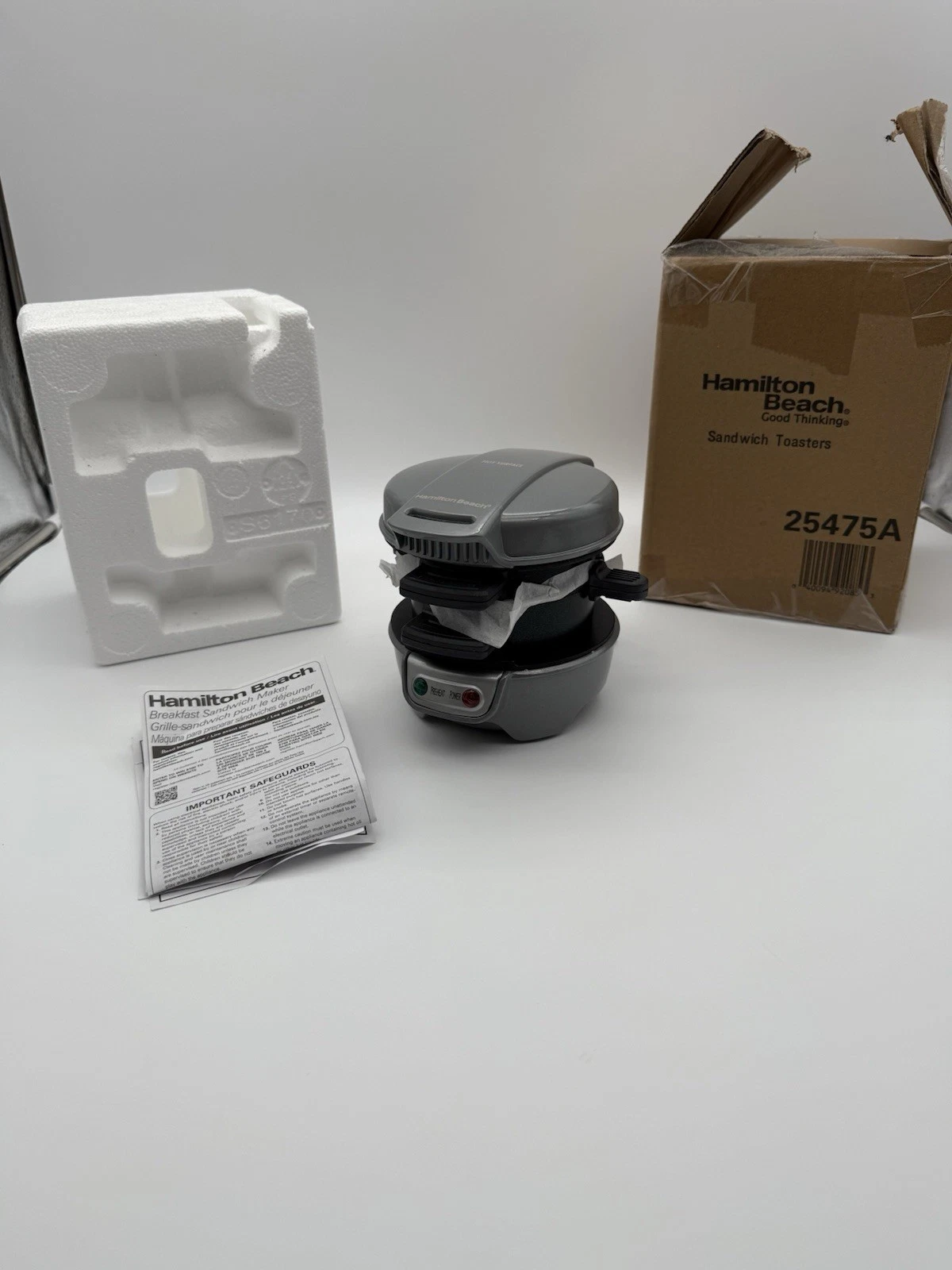 Hamilton Beach Breakfast Sandwich Maker (25475A) New Opened Box