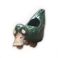 Vtg Hand Made Anthropormorphic Ceramic Silly Duck Mallard Planter Garden Pot