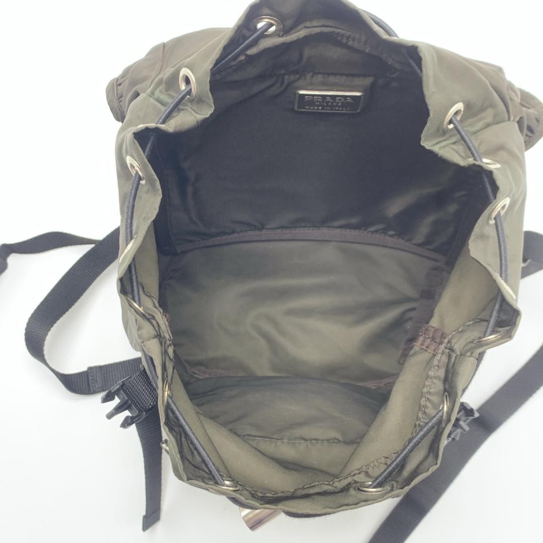 Prada Mini Drawstring Backpack in Khaki Nylon Tri… - image 14