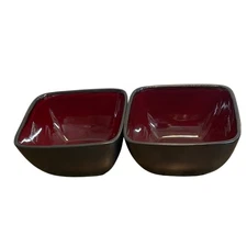 Stoneware Hand-Crafted Durable Scratch-Resistant Square Bowls - Set of 2