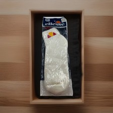 VTG ELLESSE Socks Sport 80s Crew White Red/Yellow 10-13 Tennis Orlon Acrylic USA