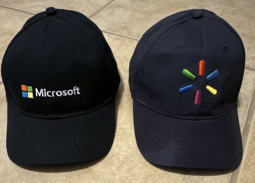 2 company hats. Unisex Adjustable Cotton Caps Black/Navy Walmart Microsoft