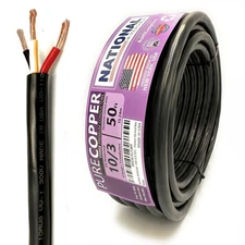NATIONAL Wire & Cable – 10 AWG 3-Conductor Premium Copper Wire, 50 ft, Strand...