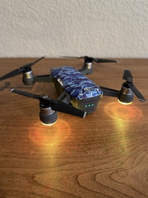 DJI Spark Drone-Blue Camo-Working 2x Battery Included *FULLY