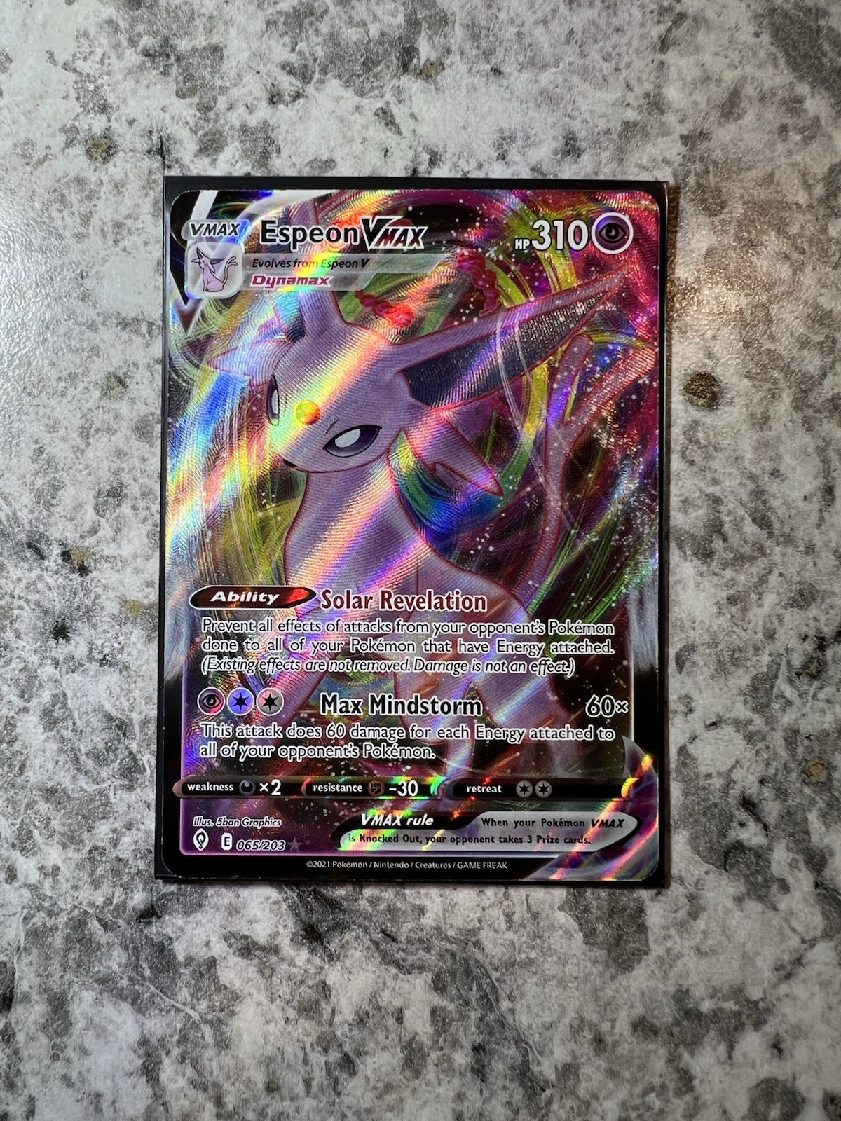 Espeon VMAX 065/203 SWSH07: Evolving Skies Holo Pokemon Card Near Mint