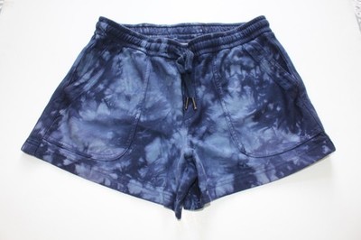 Athleta Farallon Blue Tie Dye Sweat Shorts Sz Medium Drawstring Waist 4'' Inseam