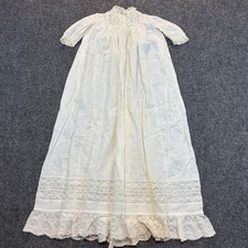 Vintage Antique White Lace Victorian Edwardian Newborn Christening Gown Dress