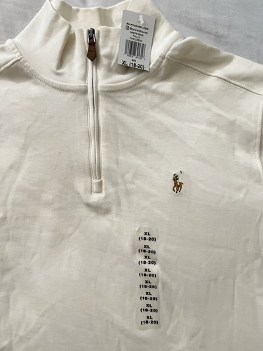 Polo Ralph Lauren Sweatshirt Boy's XL 18-20 Cream Quarter Zip Pullover NEW W/TAG - Picture 3 of 4