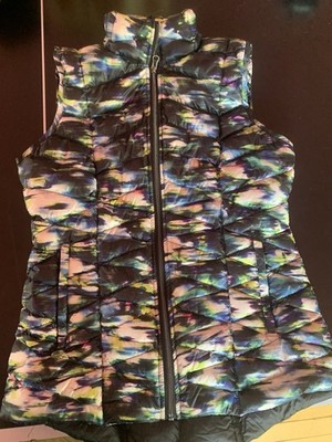 Tangerine Down Puffer Vest Womens Small Multicolor Mock Neck Full Zip Outdoors