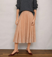 Maeve Midi Skirt Sz M Rose Gold Shimmer Pleated Holiday Cocktail Party Sparkle
