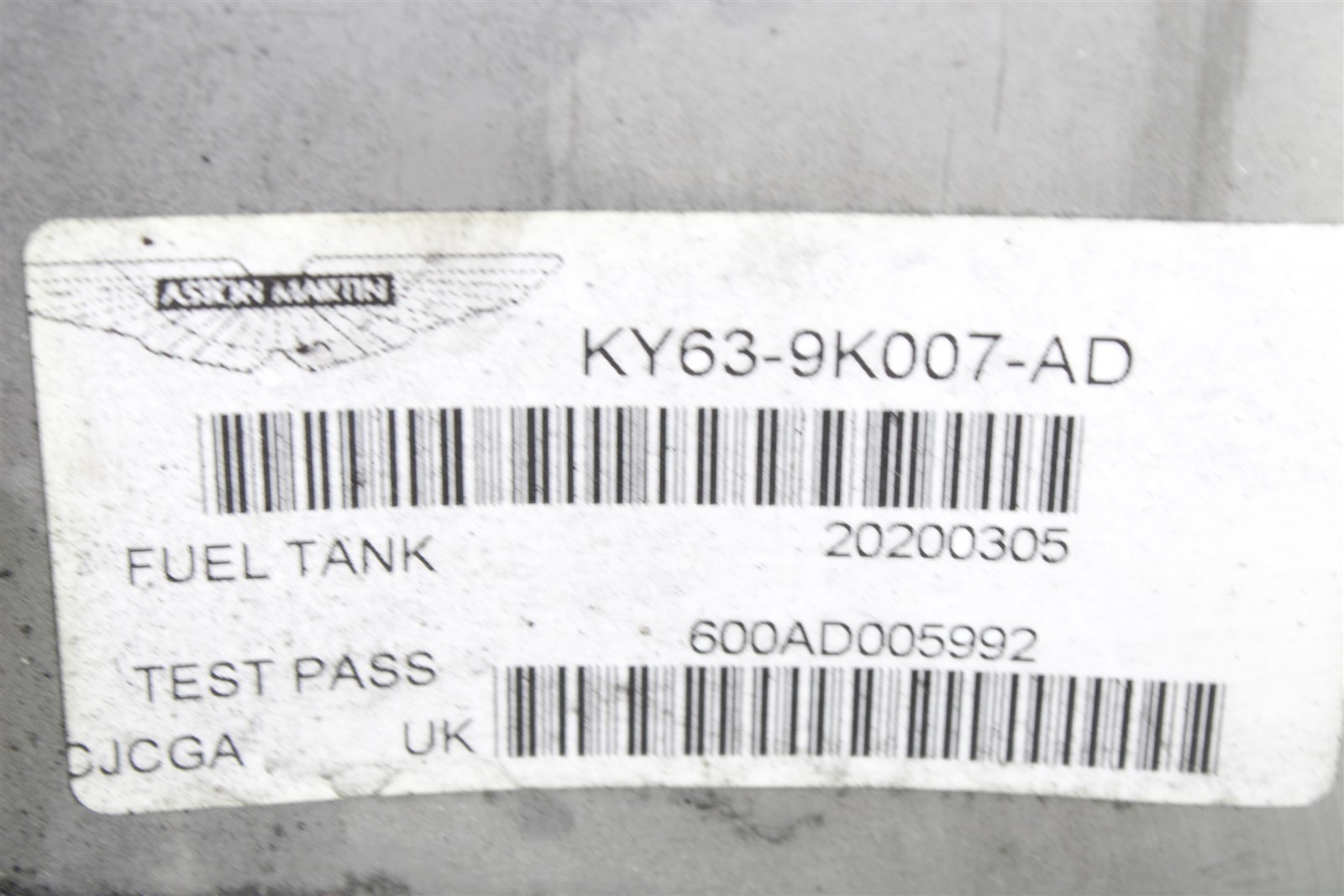 2020 Aston Martin Vantage Fuel Tank Assembly 18-21