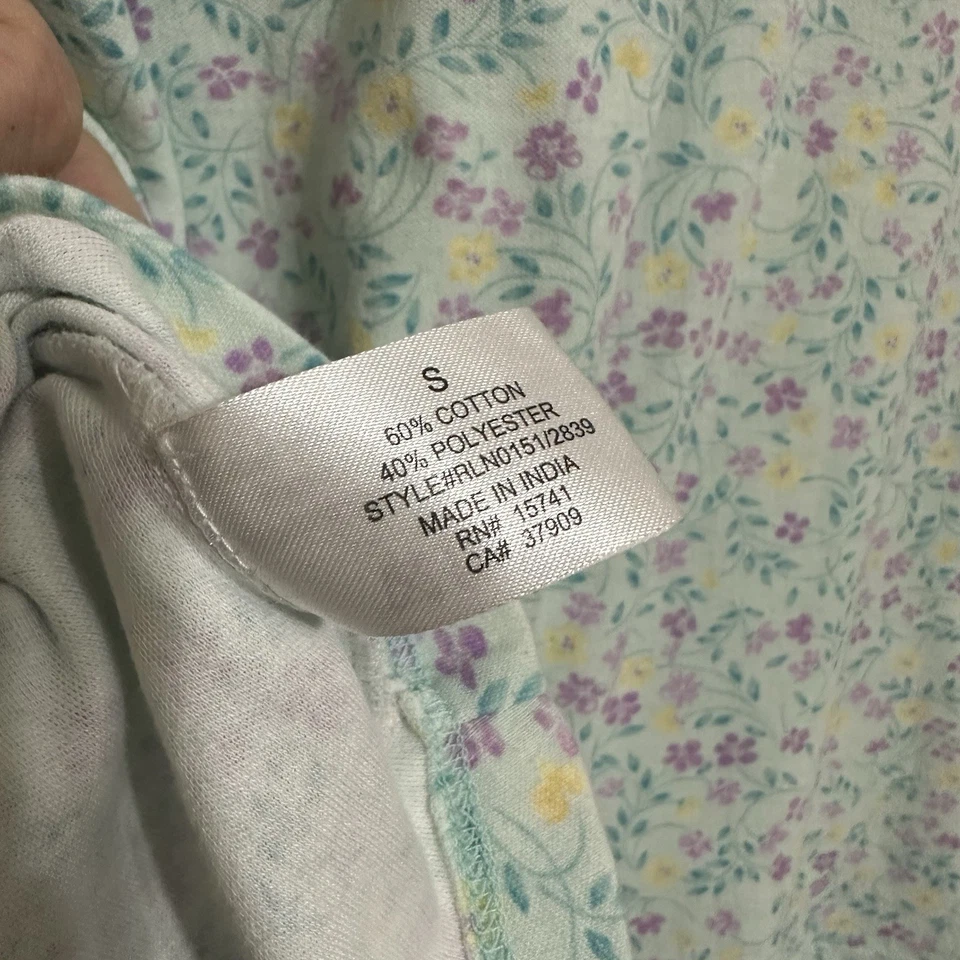 Camisa de Noche Karen Neuburger Encore Azul Ditsy Floral Talla Pequeña Rosa Amarilla Foto 4 de 4