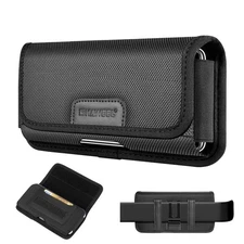 Case for L Smartphone - Nylon Multi-Function Black Clip Pouch