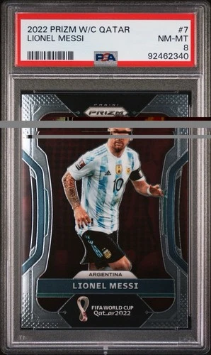 2022 Panini Prizm World Cup Qatar Lionel Messi Base Prizm PSA 8 NM-MT #7 Low Pop