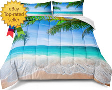 Ocean Comforter Set King Size Beach Bedding Set Tropical Palm Tree Hawaii Ocean