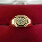 14K Gold Over Mens 1.00 CT Round Cut Lab Created Diamond Solitaire Pinky Ring