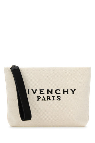 GIVENCHY Beige/Black Canvas Pouch Bag New And Authentic