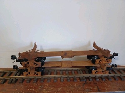 G Scale Skelton Log Cars X2 Weathered Kadee Couplers And Plastic Wheels
