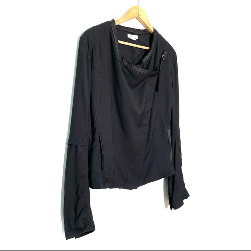 Chaqueta de motociclista Helmut Lang para mujer con ribete de cuero negro talla grande - Imagen 4 de 11