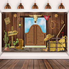 Western Cowboy Party Backdrop 70.8x43.3in Rustic Wild West Photo Booth Decor