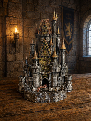 Mimic Dice Tower Burg Würfelturm DnD Fantasy 3D Druck Veredelt
